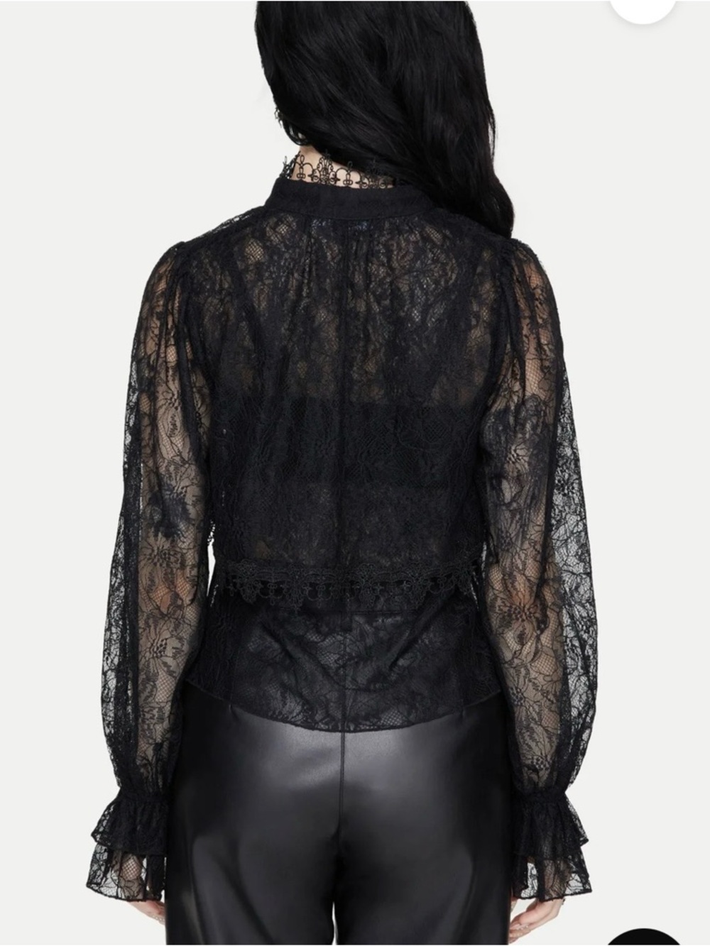 Disturbia Darkwave Tie Neck Lace Blouse - Picture 3 of 7